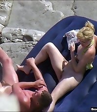 Wild blonde chick got licked on a hot nude beach