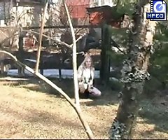 Spying on blonde peeing and smoking teen